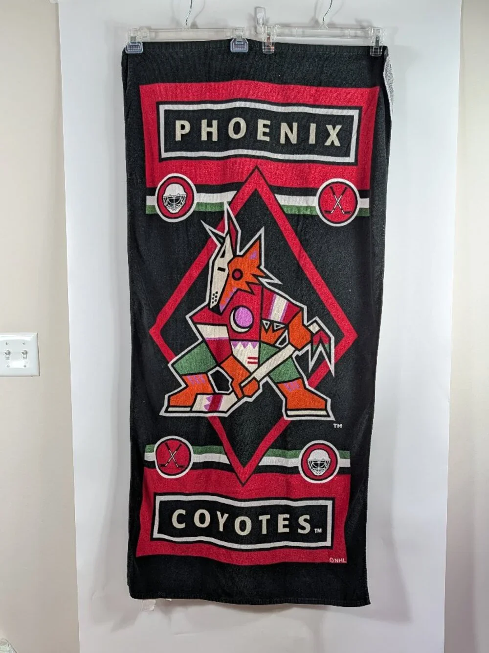 Vintage 90s Phoenix Coyotes KACHINA Logo Beach Towel NHL